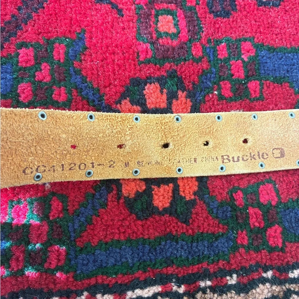 Buckle Braided Leather Studded Brown Belt